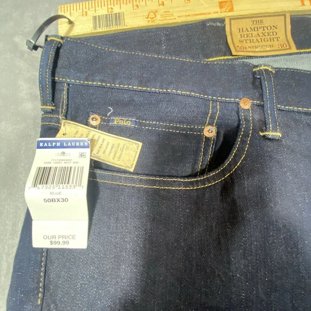 Polo Ralph Lauren Jeans 50/30 Hampton Relaxed Straight Dark Wash Denim New Tags‎